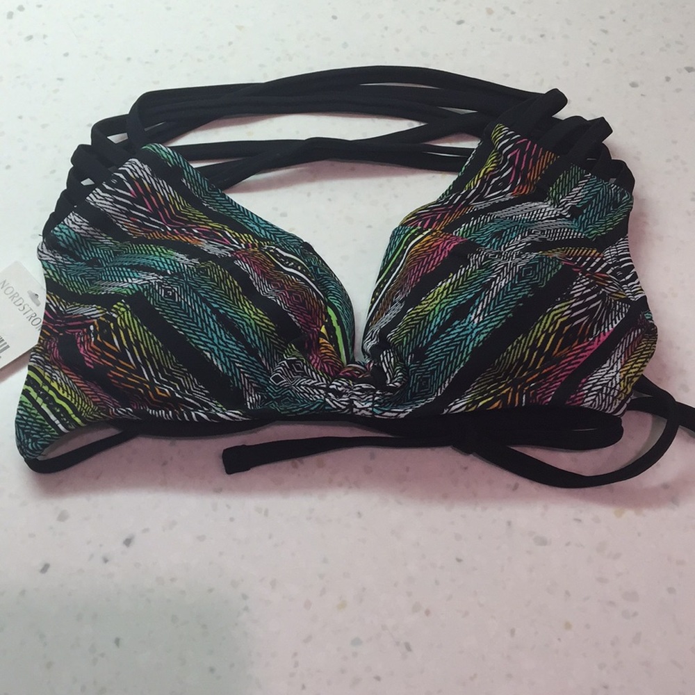 Ladies Bikini Swimsuit Top (Multi-Tribal Print)